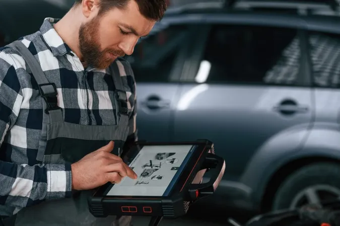 Graphic Information Is Tablet Man Uniform Is Working Auto Salon X - Audi Diagnostic Technician study guide