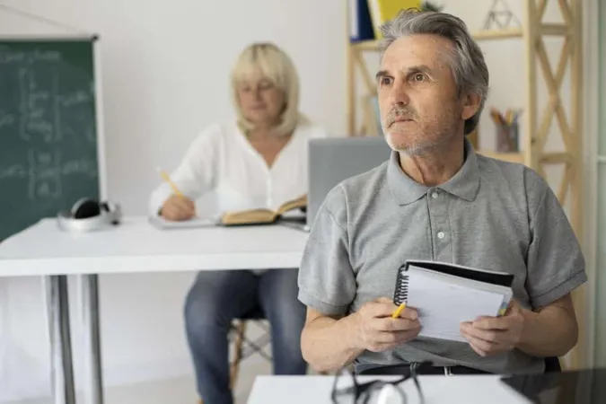 Senior Man Woman Paying Attention Class X - Certified Adult Educator study guide