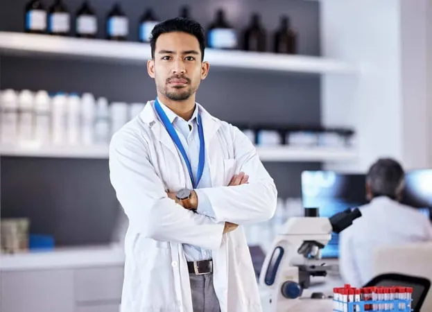 Lab Research Portrait Man Scientist Serious Innovation Medical Vaccine Development Laboratory Expert Focus Professional Pharmaceutical Fac X - Certified Laboratory Professional study guide