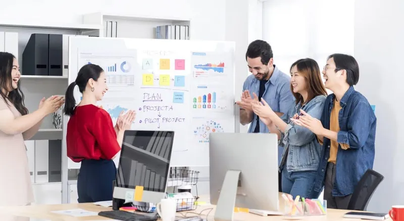 Asian Colleague Male Female Friend Casual Dress Meeting Consult Work Together With Fun Happiness Successful Brainstorm Workplace Business Partners Relation Ideas Concept X - Certified Marketing Professional study guide