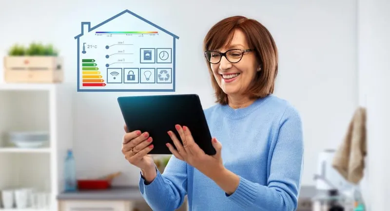 Senior Woman With Tablet Pc Using Smart Home App X - Certified Home Energy Rating System Rater study guide