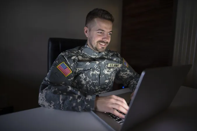 Usa Soldier Uniform Working Late Computer Sending Mail His Family X - Military Relocation Professional study guide