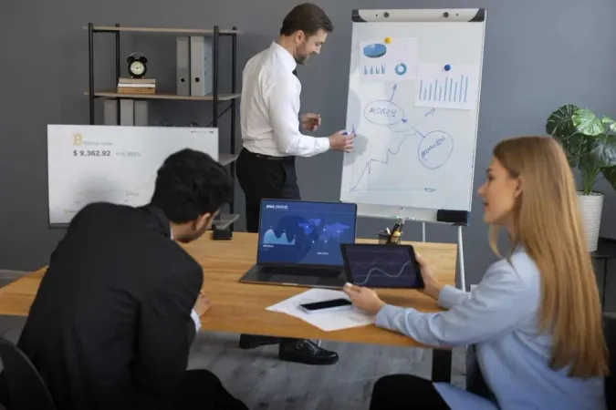 Business Person Looking Finance Graphs 2 X - Project Management Institute Certified study guide